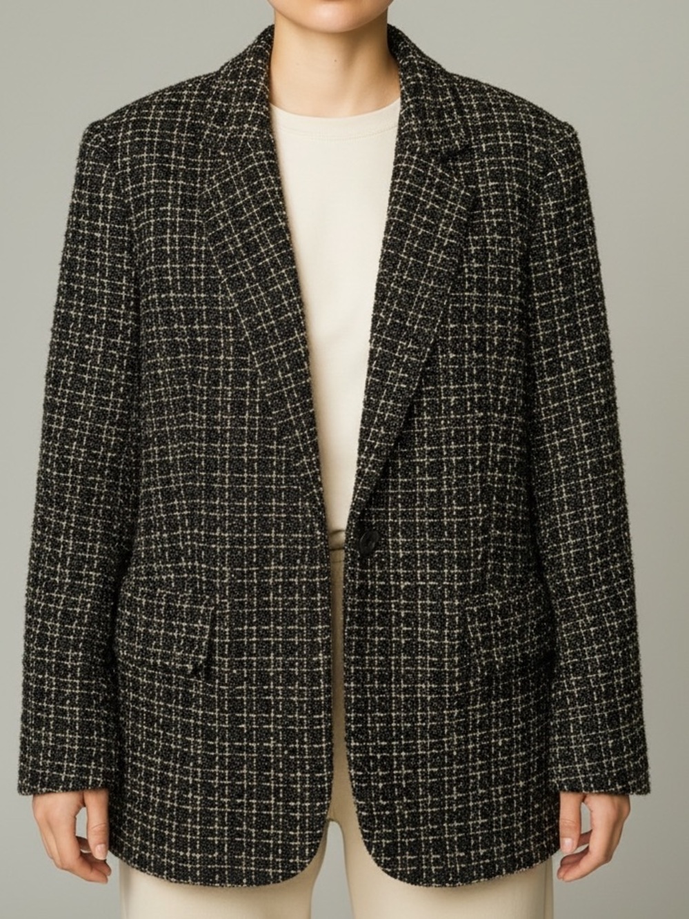 Nanette Lepore Black & Cream Tweed Blazer